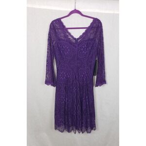Always Indigo Purple Lace Dress M Whimsigoth Dark Fairy‎ Romance Vamp Witchy